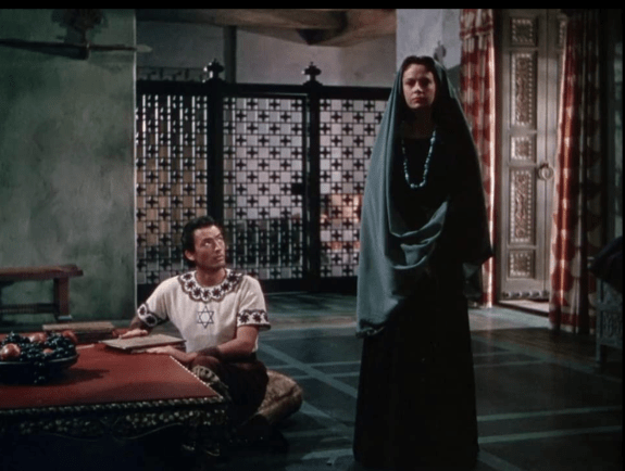 Still from the 1951 film David and Bathsheba, with Gregory Peck as David and Jayne Meadows as Michal